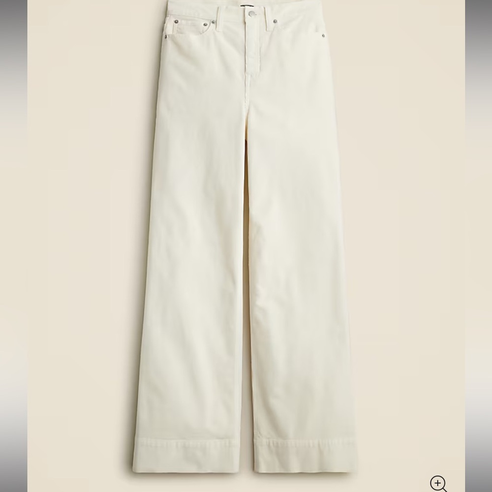 NWT J. Crew Women's Ivory Wide Leg Corduroy Trouser